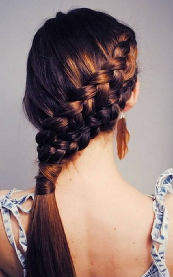 Side ponytail with a double French braid